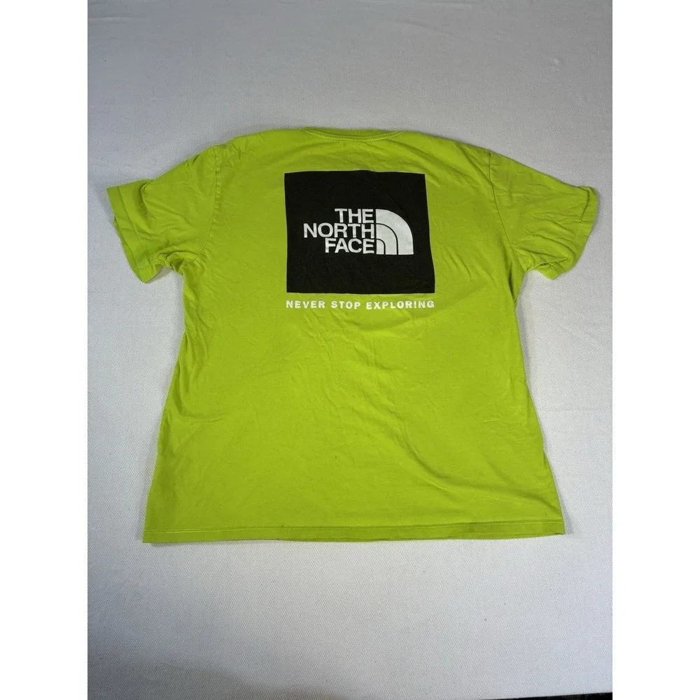 The North Face Men's Large Lime Green Box Logo T-Shirt Never Stop Exploring